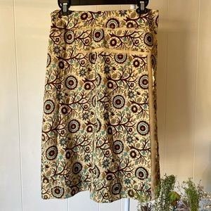 Club Monaco Frayed Silk Patterned Skirt